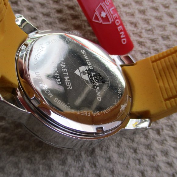 Swiss Legend Men's Luxury Planetimer Watch, w/Yellow Band, Swiss Made, Brand New - Picture 3 of 9
